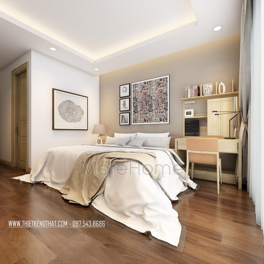 Thiết kế nội thất phòng ngủ nhà phố Long Biên